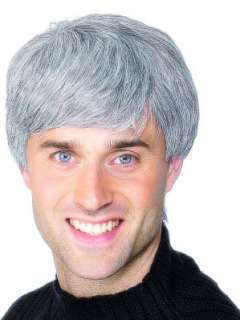 Gray Modern Male Cut Wig  short gray wig with side swept part. Adult 