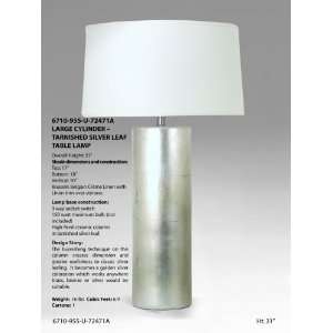  Silver Leaf Column Table Lamp with Linen Shade