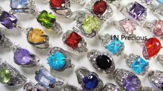 wholesale jewelry lots 25pcs crystal Zircon silver plated ring new 