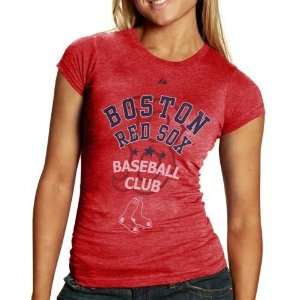 Majestic Boston Red Sox Ladies Red Baseball Club T shirt (Large 
