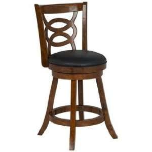  Oval Lattice Cherry Wood Faux Leather 24 Counter Stool 